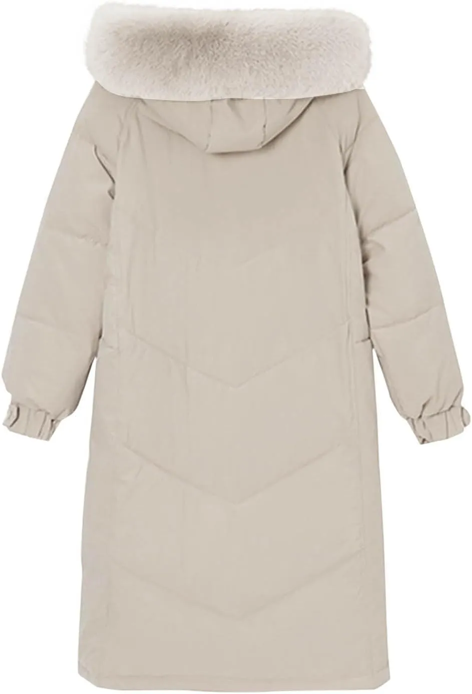 Puffer Jackets for Women Winter Warm Long Jackets Fashion Fuzzy Hooded Windproof Down Coats Zip up Quilted Outerwear
