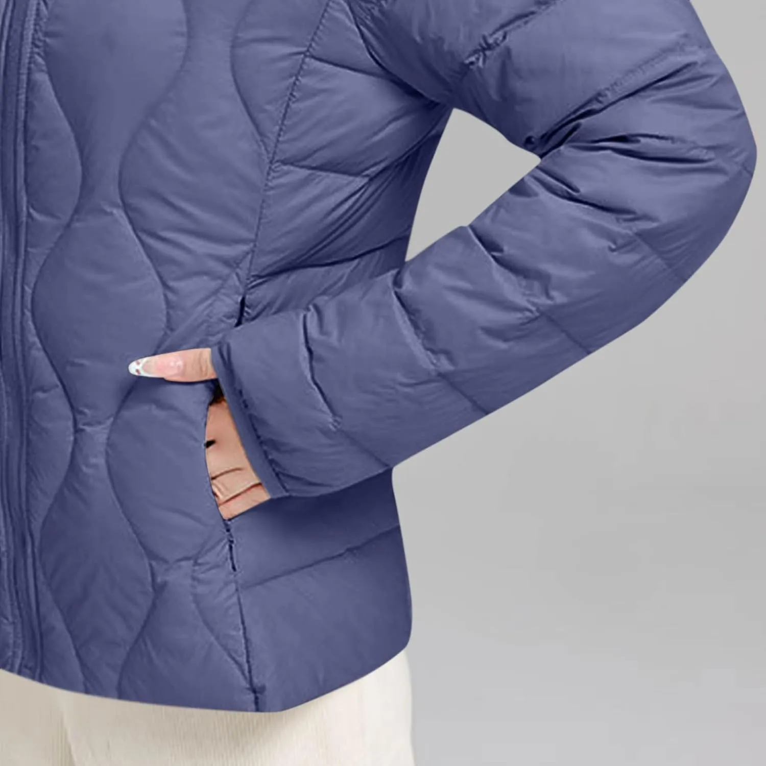 Quilted Lightweight Jackets for Women Plus Size Short Puffer Coats Stand Collar Zipper Down Jacket for Fall Winter