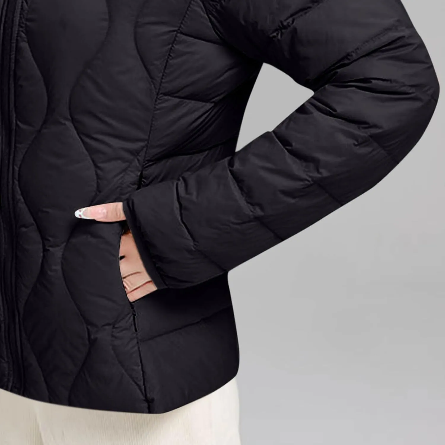 Quilted Lightweight Jackets for Women Plus Size Short Puffer Coats Stand Collar Zipper Down Jacket for Fall Winter