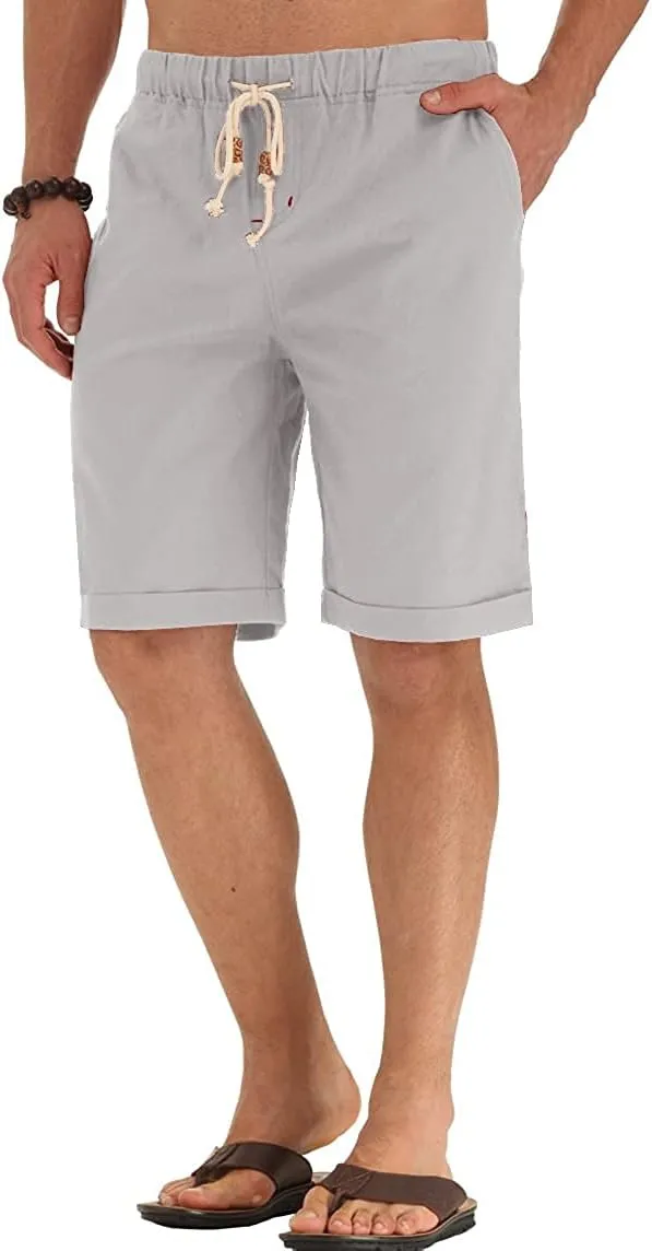 Sailwind Mens Linen Shorts Casual Drawstring Summer Beach Shorts