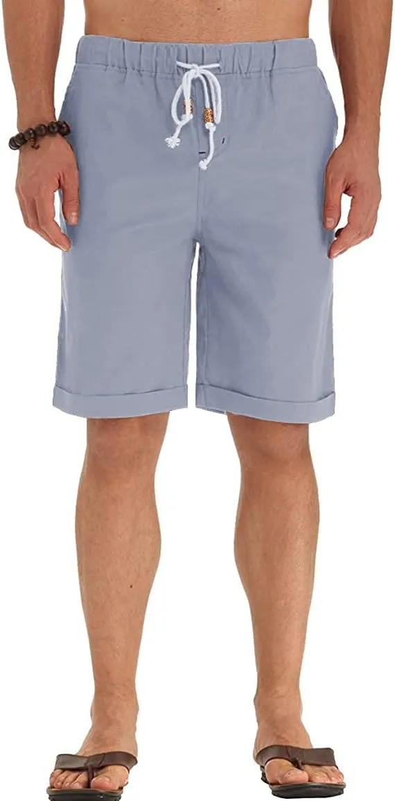 Sailwind Mens Linen Shorts Casual Drawstring Summer Beach Shorts
