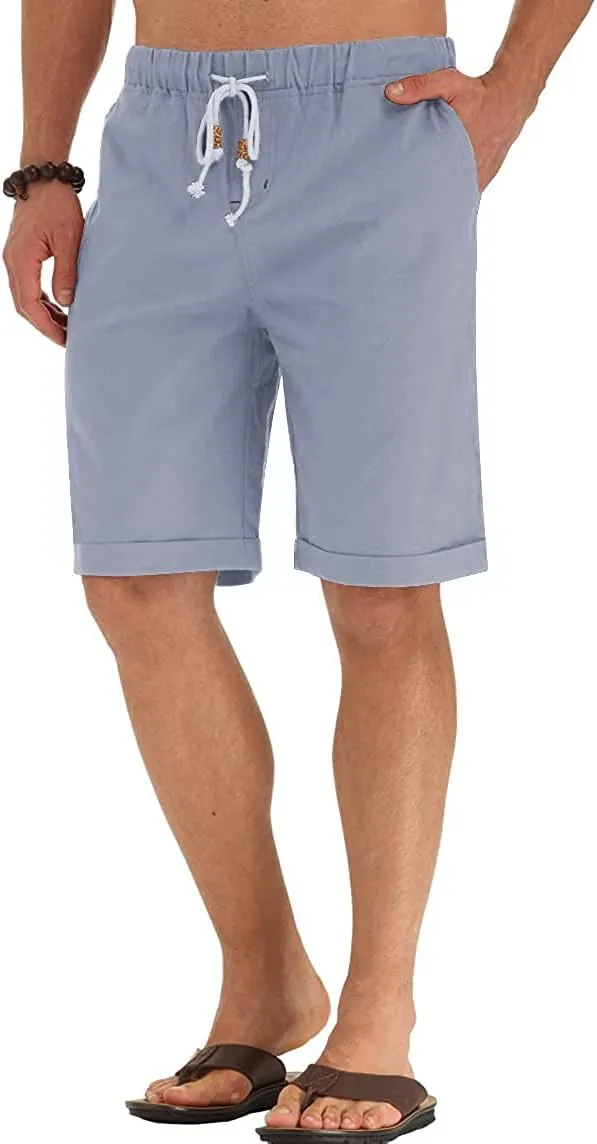 Sailwind Mens Linen Shorts Casual Drawstring Summer Beach Shorts