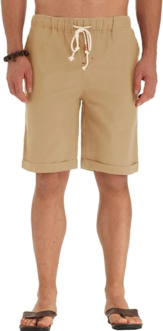 Sailwind Mens Linen Shorts Casual Drawstring Summer Beach Shorts
