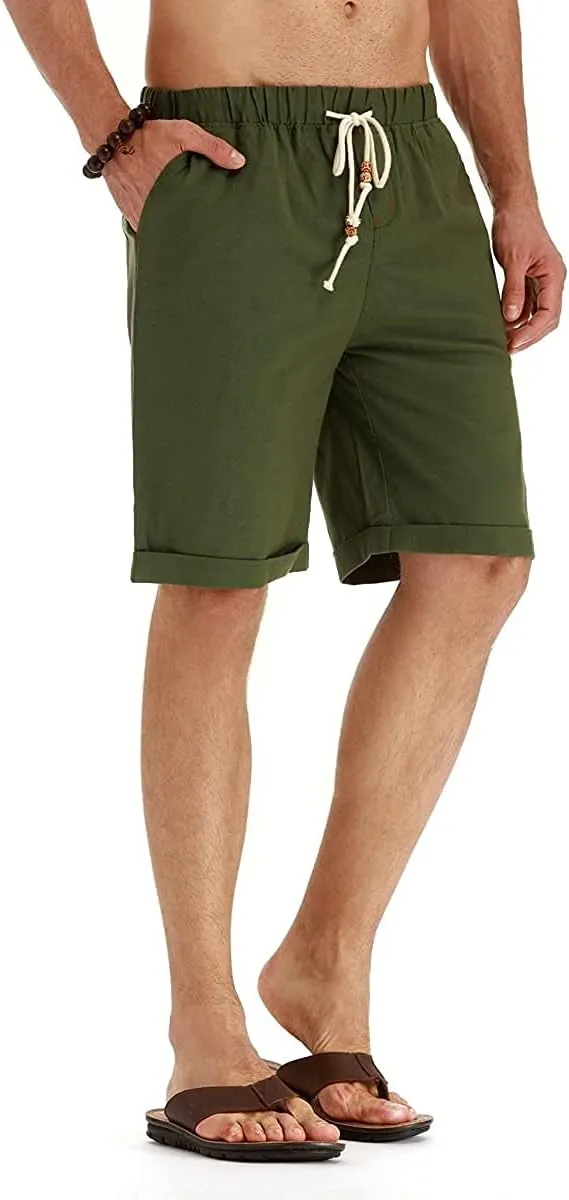 Sailwind Mens Linen Shorts Casual Drawstring Summer Beach Shorts