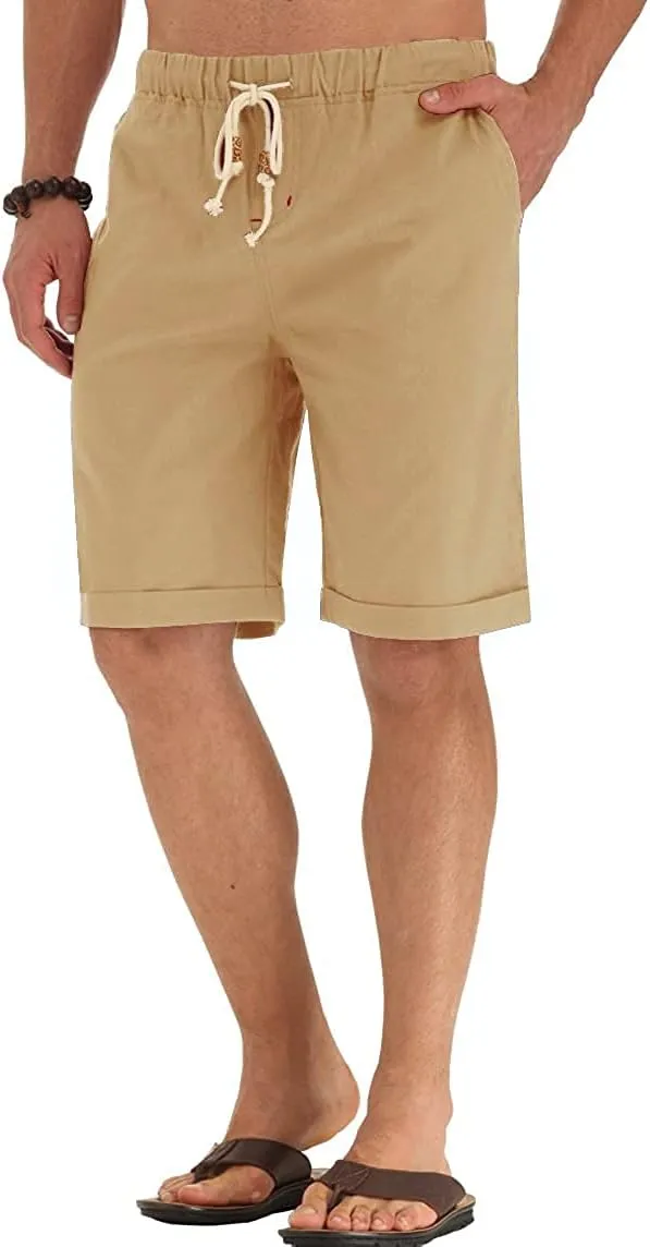 Sailwind Mens Linen Shorts Casual Drawstring Summer Beach Shorts
