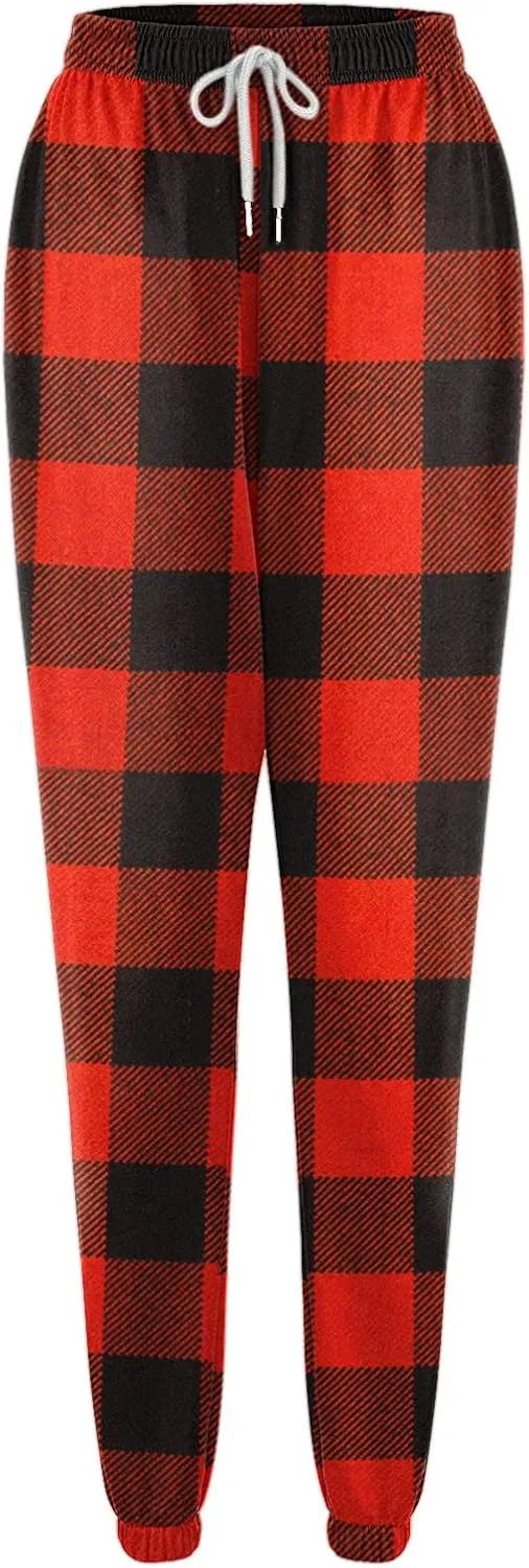 sdbrld Christmas Sweatpants Womens Sherpa Fleece Lined Sweatpants Winter Fashion Xmas Print Drawstring Active Lounge Joggers