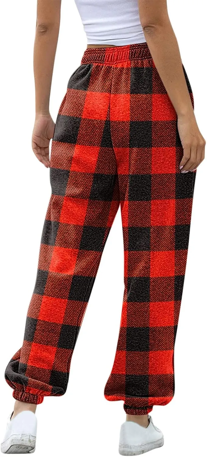 sdbrld Christmas Sweatpants Womens Sherpa Fleece Lined Sweatpants Winter Fashion Xmas Print Drawstring Active Lounge Joggers