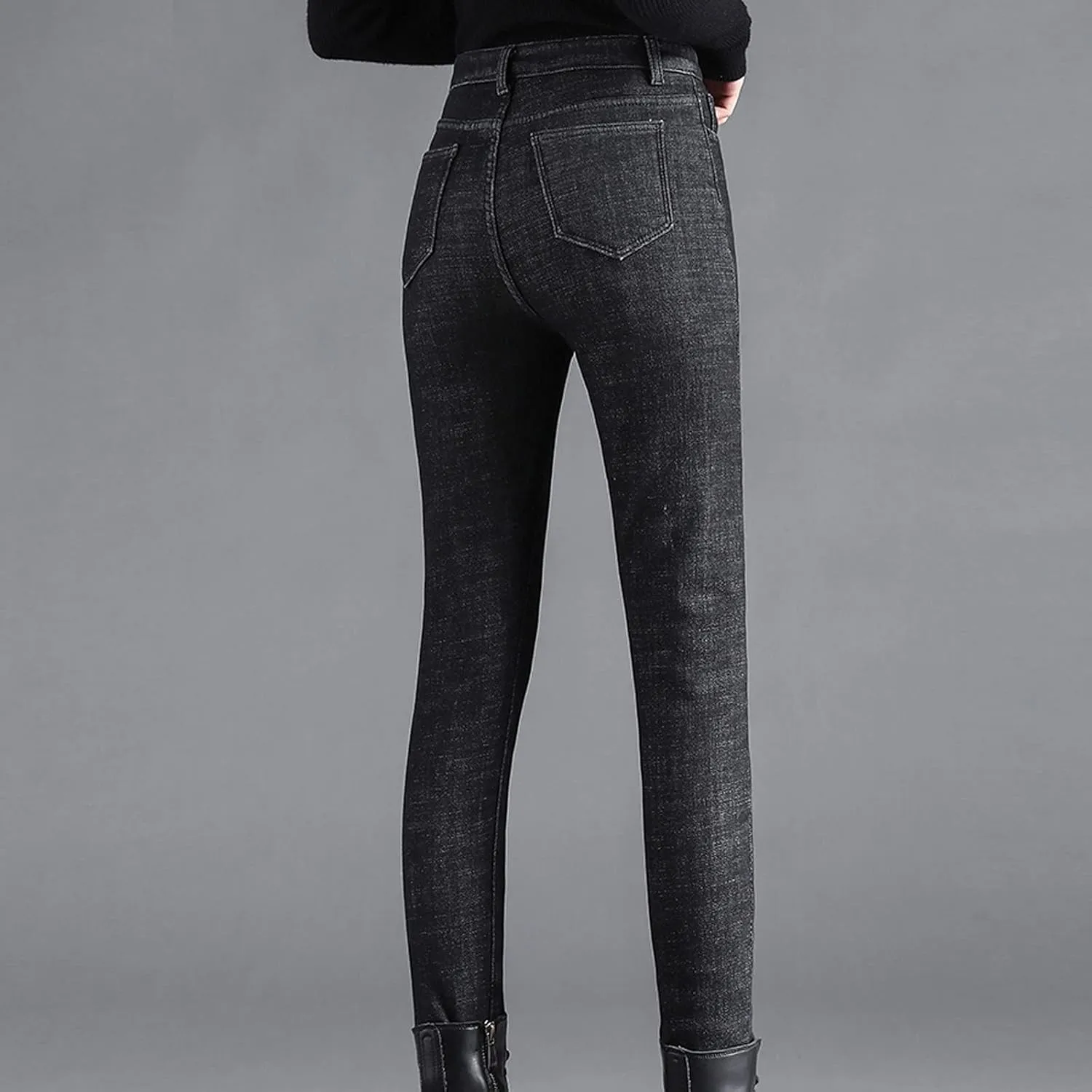 sdbrld Fleece Lined Jeans Women,Womens Fleece Lined Jeans Warm Winter Thermal Jeans Thicken Skinny Stretch Denim Pants Tights