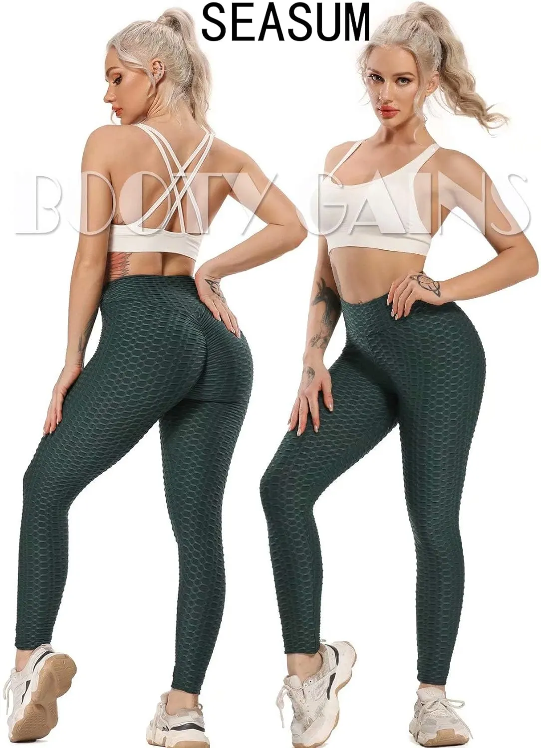 SEASUM Women's High Waist Yoga Pants Tummy Control Slimming Booty Leggings Workout Running Butt Lift Tights