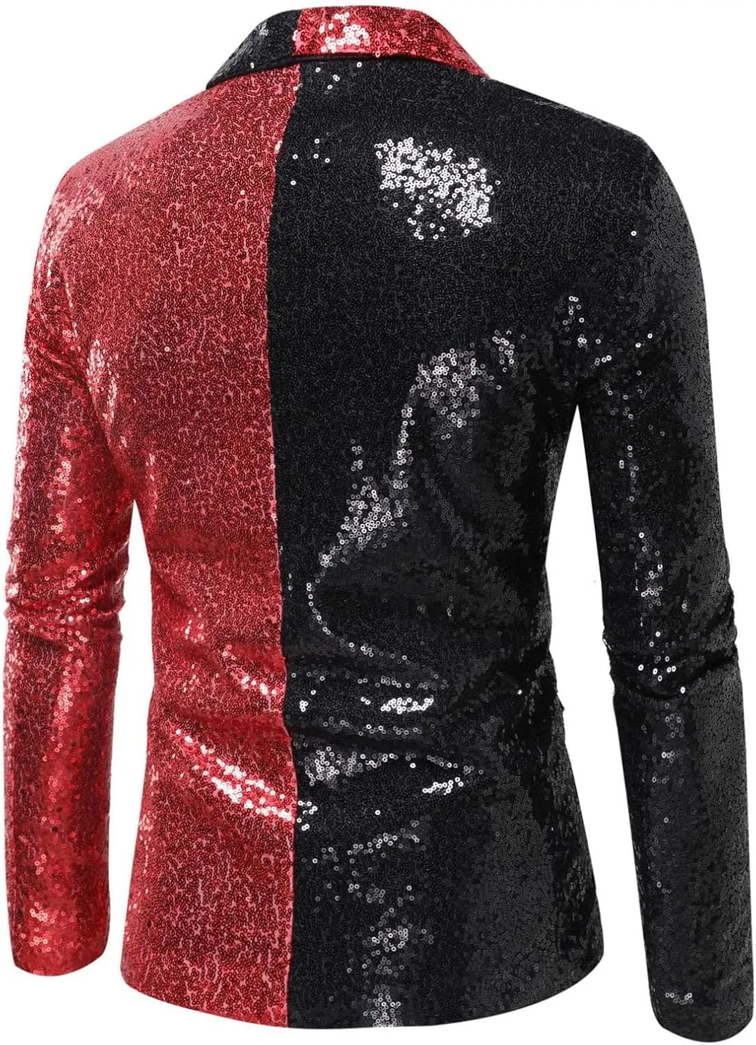 Sequin Blazer for Mens Shawl Lapel Party Disco Shiny Color Block Sports Coats Elegant Slim Fit Party Dress Jacket