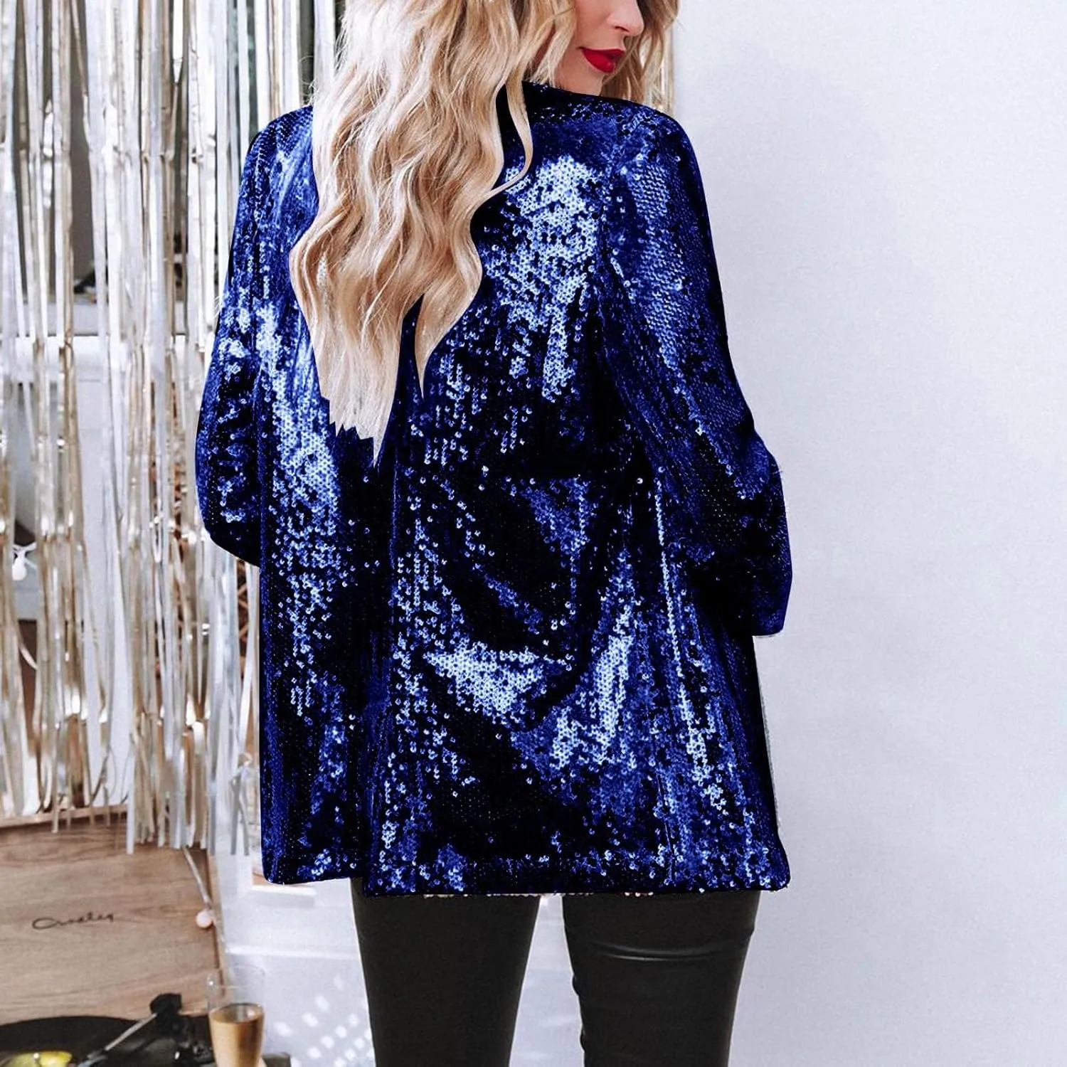 Sequin Blazers for Women 2025 Carnival Party Shiny Suit Jacket Business Casual Long Sleeve Glitter Cardigan Jackets
