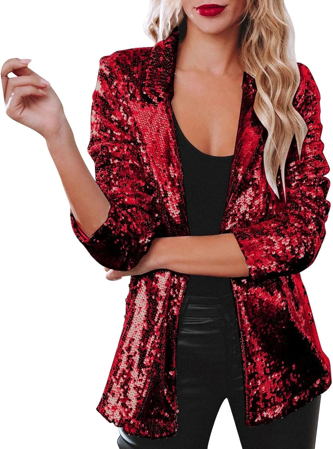 Sequin Blazers for Women Sparkly Party Long Sleeve Suit Jacket Open Front Glitter Blazer 2025 Shiny Cardigan Jackets