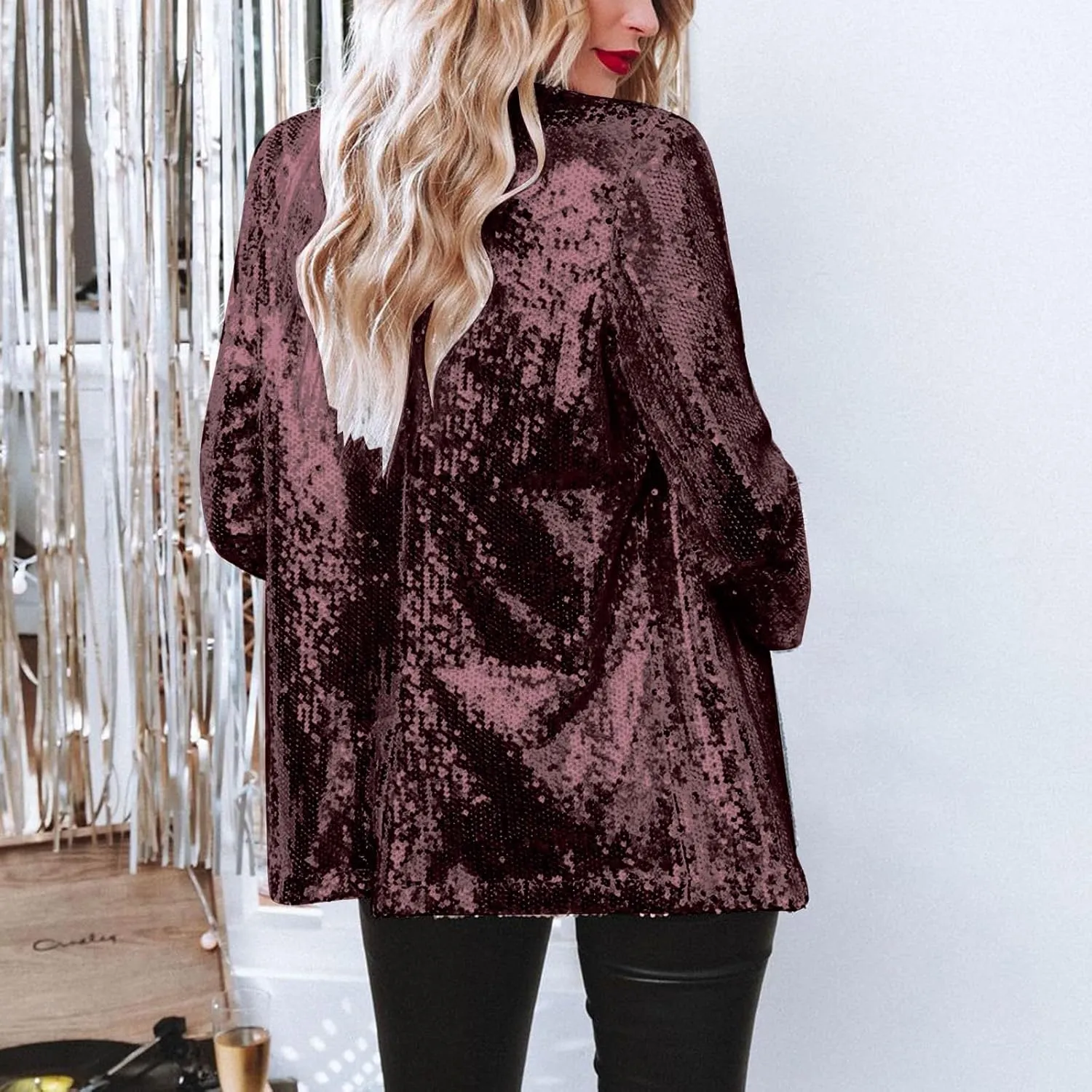 Sequin Blazers for Women Sparkly Party Long Sleeve Suit Jacket Open Front Glitter Blazer 2025 Shiny Cardigan Jackets