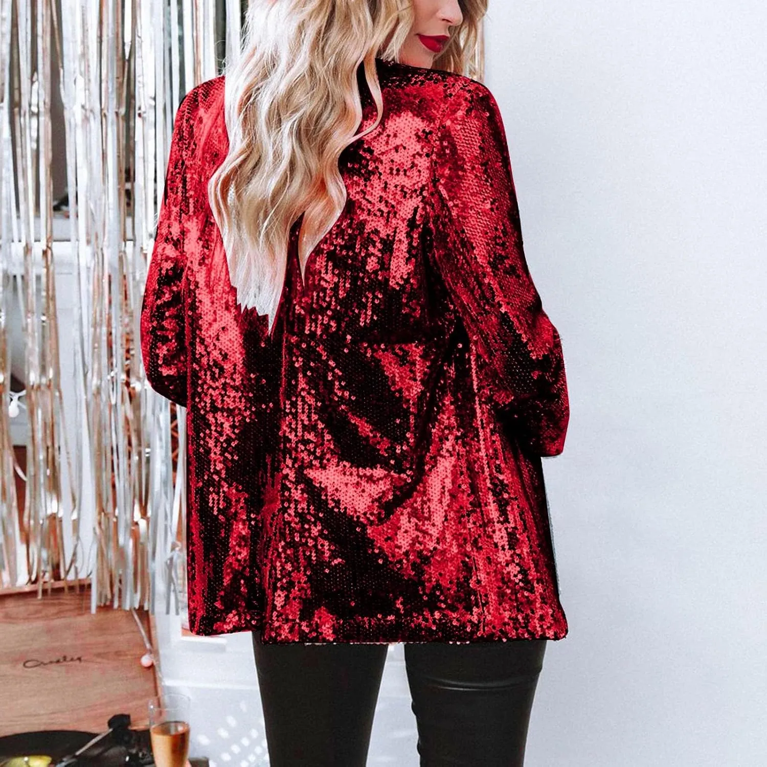 Sequin Blazers for Women Sparkly Party Long Sleeve Suit Jacket Open Front Glitter Blazer 2025 Shiny Cardigan Jackets