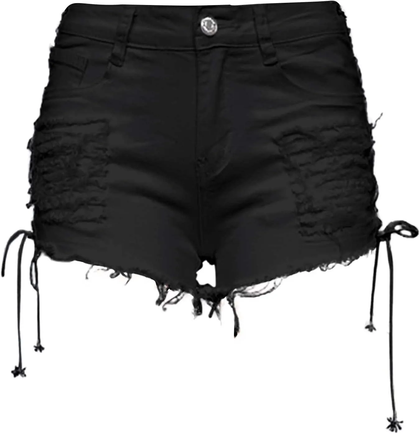 Sexy Jean Shorts Womens High Waisted Butt-Lifting Fringed Denim Short Lace Up Stretch Casual Party Mini Hot Pants