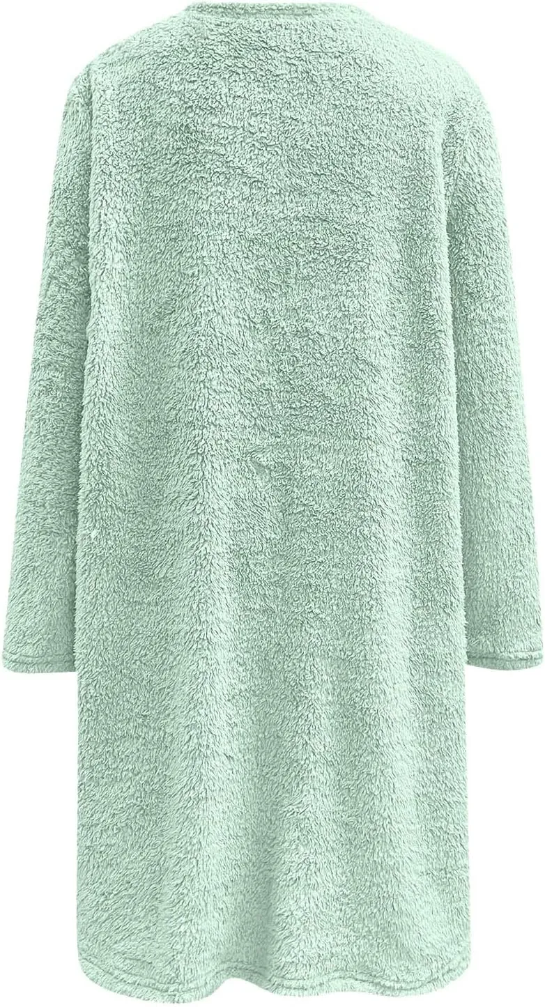 SHAOBGE Fleece Sherpa Pullover for Women Casual Crewneck Pullover Winter Warm Faux Fur Sweatshirts Loungwear Tops with Pocket