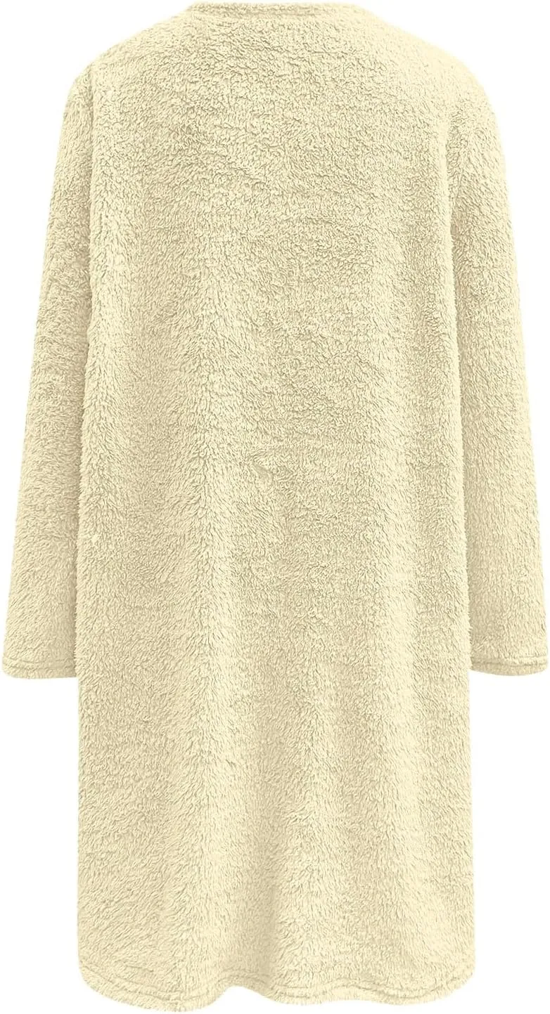 SHAOBGE Fleece Sherpa Pullover for Women Casual Crewneck Pullover Winter Warm Faux Fur Sweatshirts Loungwear Tops with Pocket