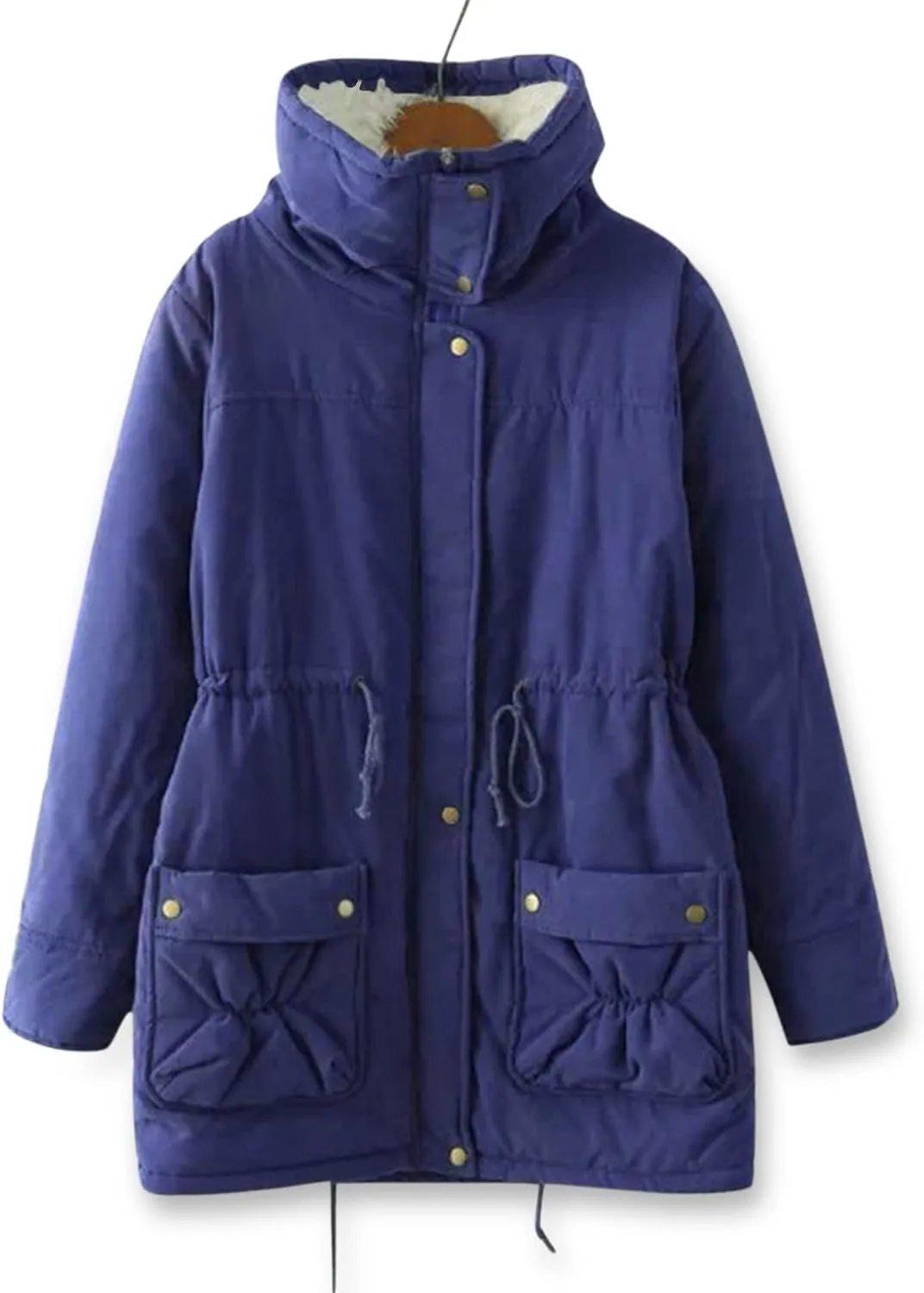 SHAOBGE Lined Winter Jacket Women Women's Warm Plus Fleece Workwear Jacket Solid Jacket Hooded Jackets Long Sleeve Tops S