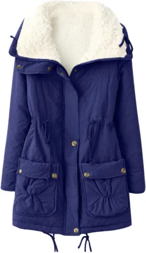 SHAOBGE Lined Winter Jacket Women Women's Warm Plus Fleece Workwear Jacket Solid Jacket Hooded Jackets Long Sleeve Tops S