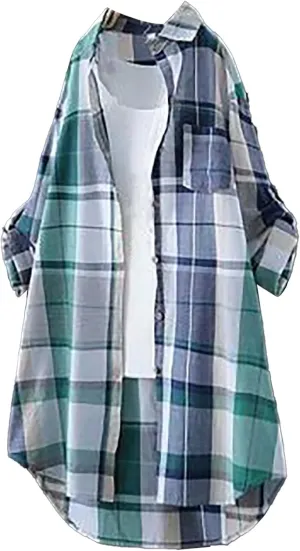 SHAOBGE Plaid Shirts for Women Long Sleeve Work Shirts Open Front Cardigan Fall Outfits for Women 2024 Oversized Cardigan