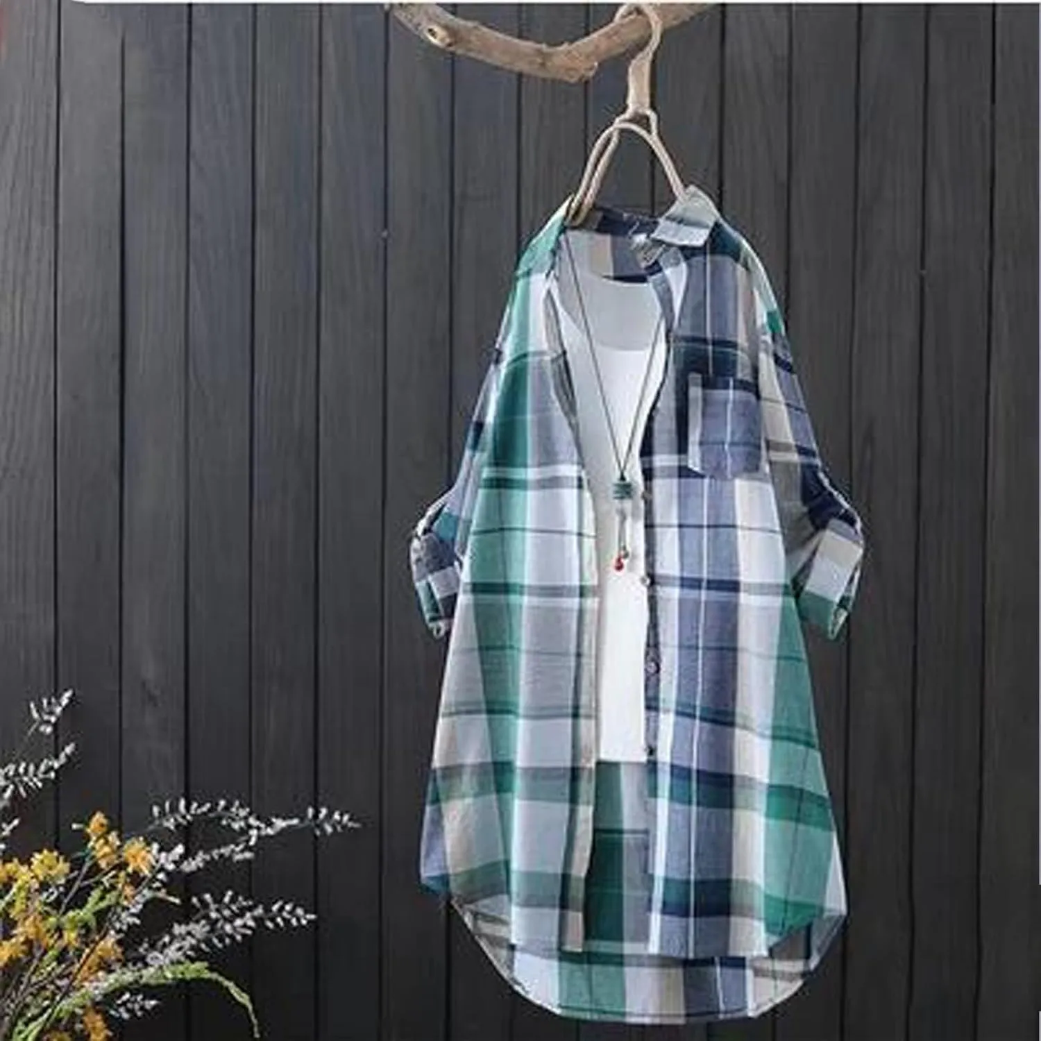 SHAOBGE Plaid Shirts for Women Long Sleeve Work Shirts Open Front Cardigan Fall Outfits for Women 2024 Oversized Cardigan