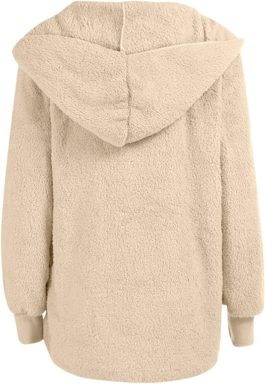 Sherpa Jacket Women Fuzzy Open Front Fleece Lined Jackets Soft Warm Hooded Cardigan Fleece Sweater Winter Coat