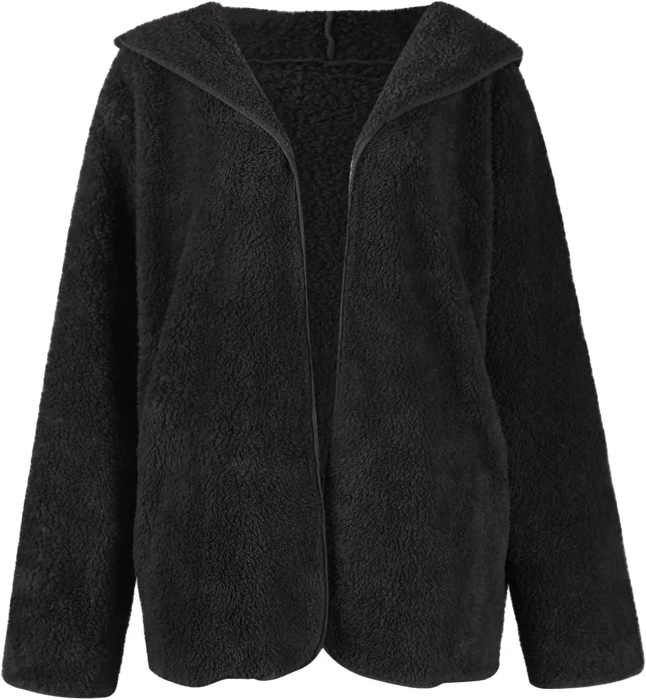 Sherpa Jacket Women Oversized Faux Fur Teddy Coat Fuzzy Long Sleeve Fleece Jacket Hooded Open Front Cardigan