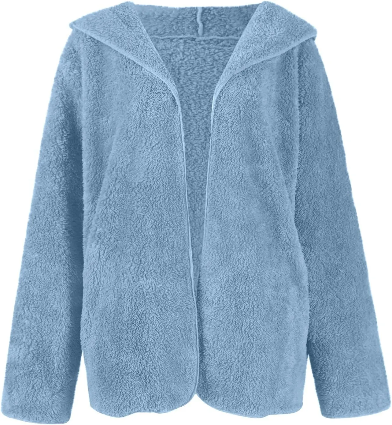 Sherpa Jacket Women Oversized Faux Fur Teddy Coat Fuzzy Long Sleeve Fleece Jacket Hooded Open Front Cardigan
