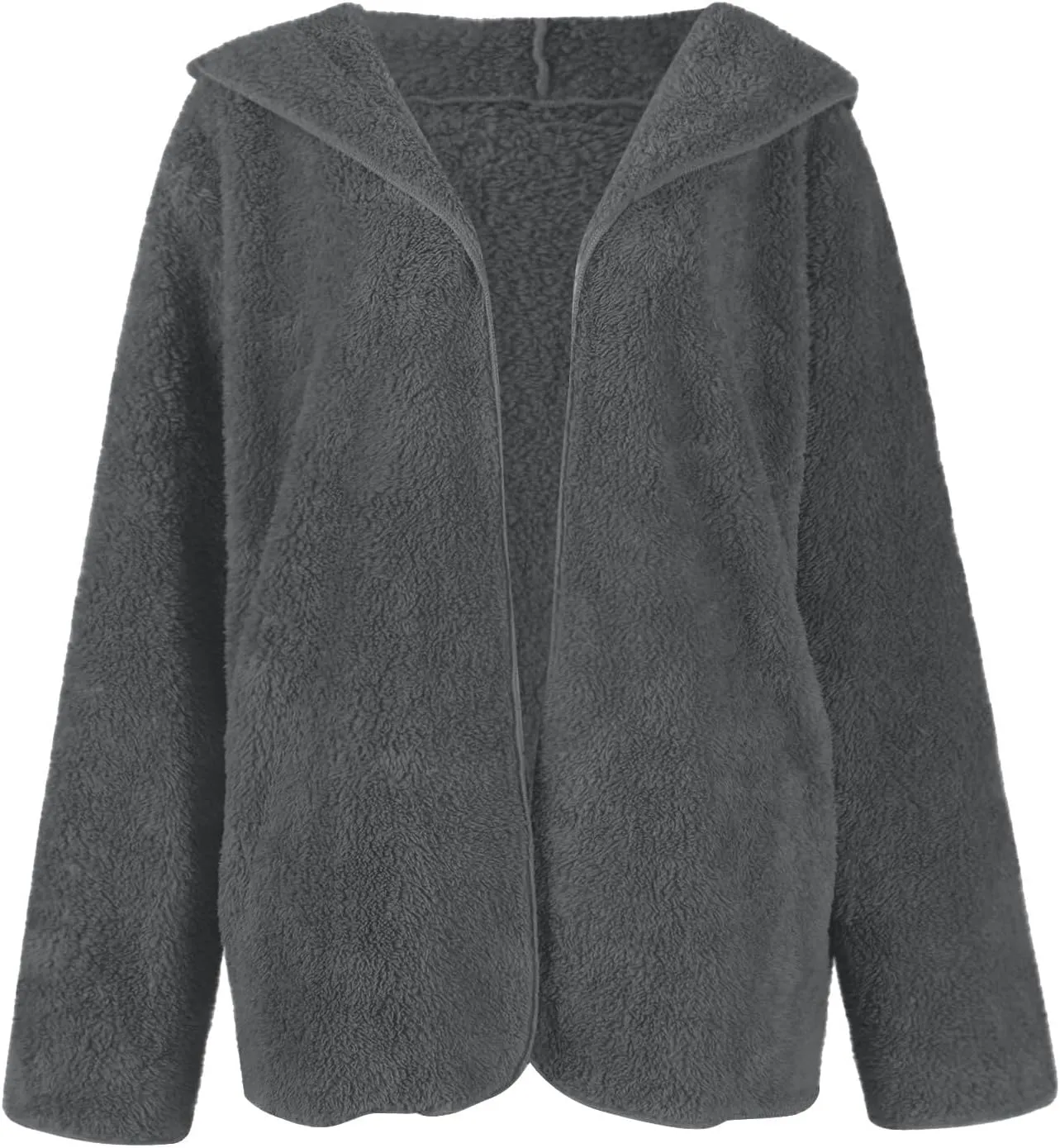 Sherpa Jacket Women Oversized Faux Fur Teddy Coat Fuzzy Long Sleeve Fleece Jacket Hooded Open Front Cardigan