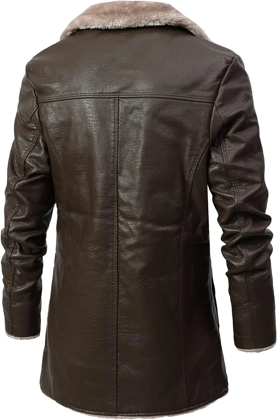 Sherpa Lined Leather Jacket Men Suede Sherpa Shearling Faux Fur Plush Collar Leather Coat Sheepskin Coat Winter Jackets