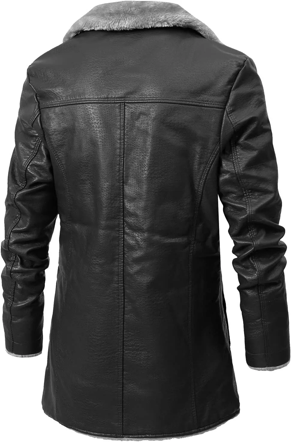 Sherpa Lined Leather Jacket Men Suede Sherpa Shearling Faux Fur Plush Collar Leather Coat Sheepskin Coat Winter Jackets