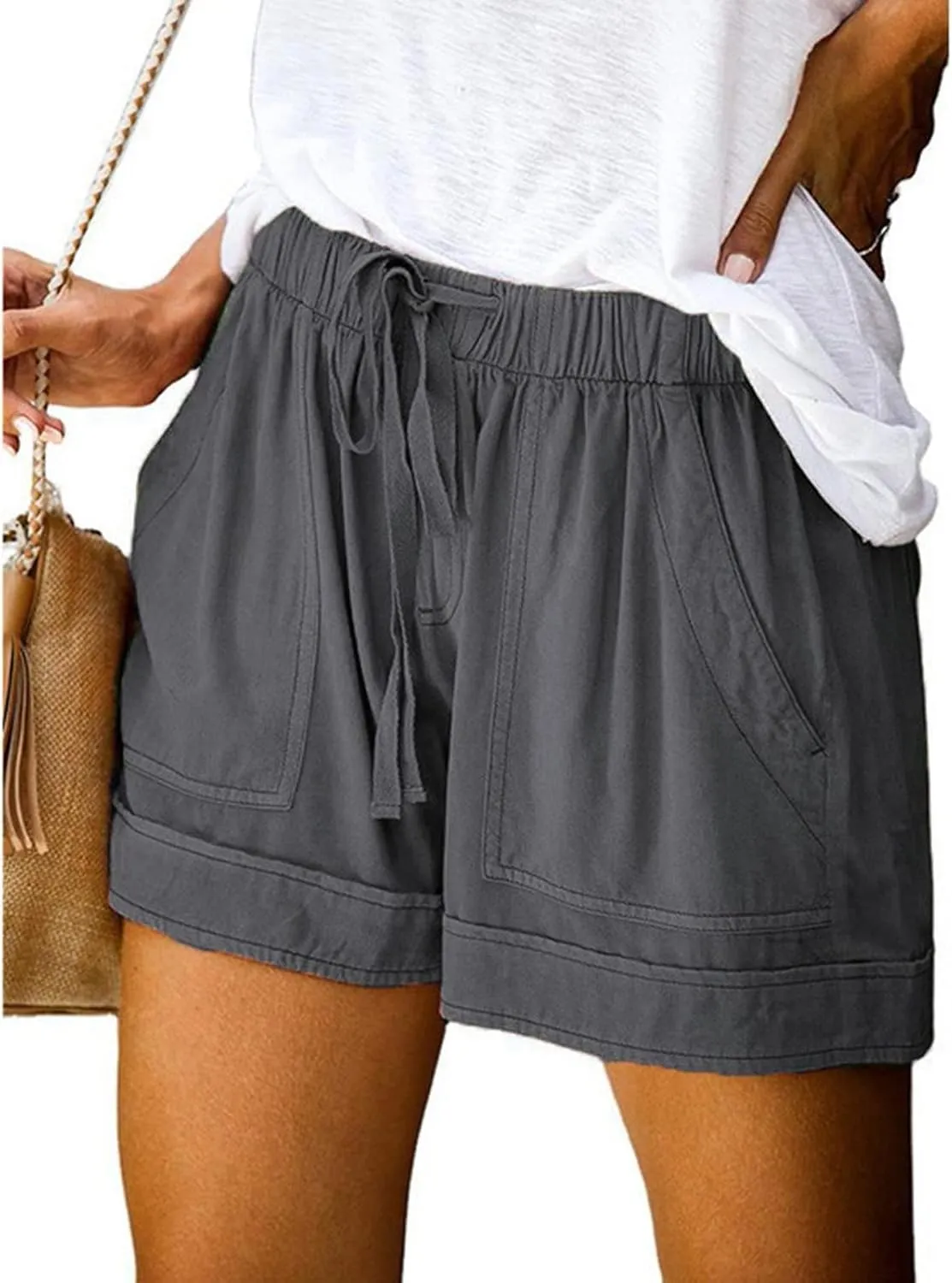 SHOPESSA Womens Shorts Casual Stretch Comfy Pj Shorts for Women Loose Fit Baggy Lounge Trousers Women Running Biker Shorts