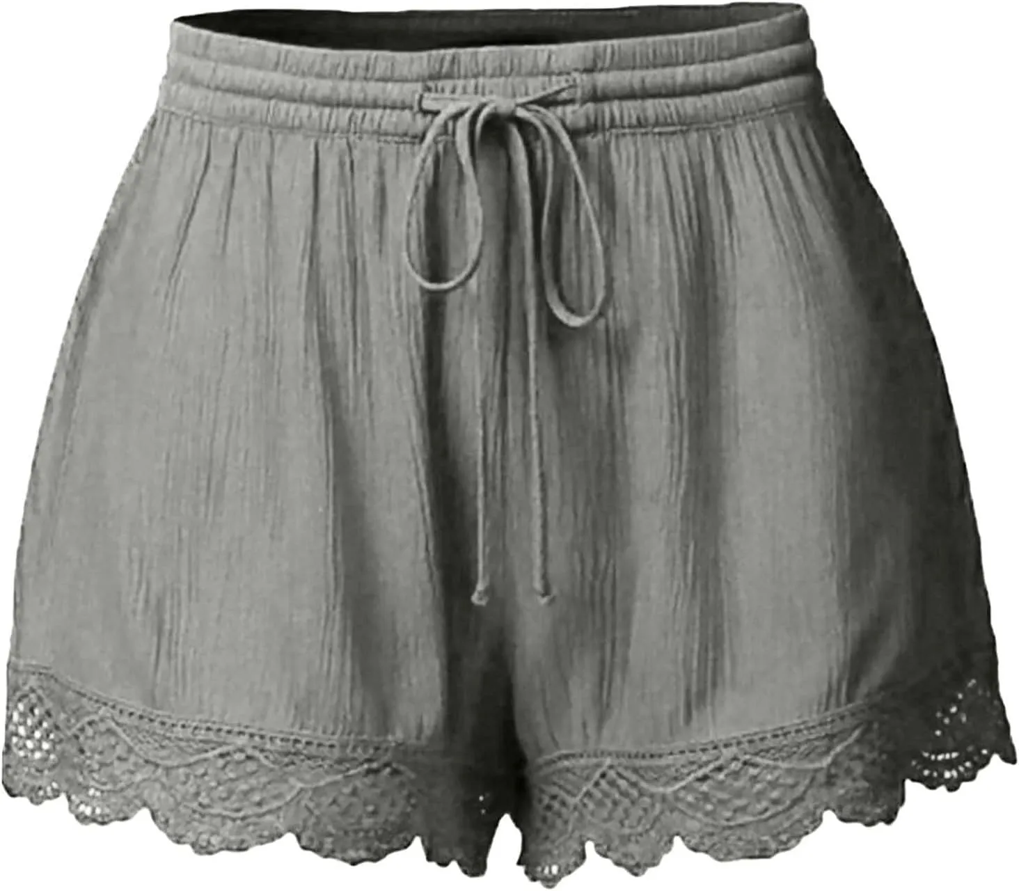 Shorts for Women Trendy 2024 High Waisted Drawstring Lace Hem Wide Leg Shorts Plus Size Loose Fit Casual Summer Shorts