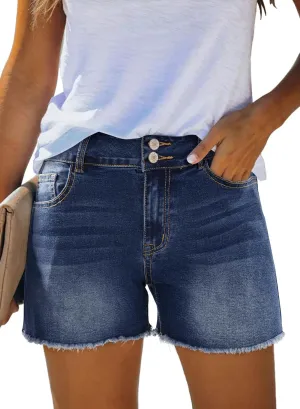 Sidefeel Women's Jean Shorts High Waisted Casual Stretchy Raw Hem Zimbaplatinum Jeans Summer Denim Shorts with Pockets