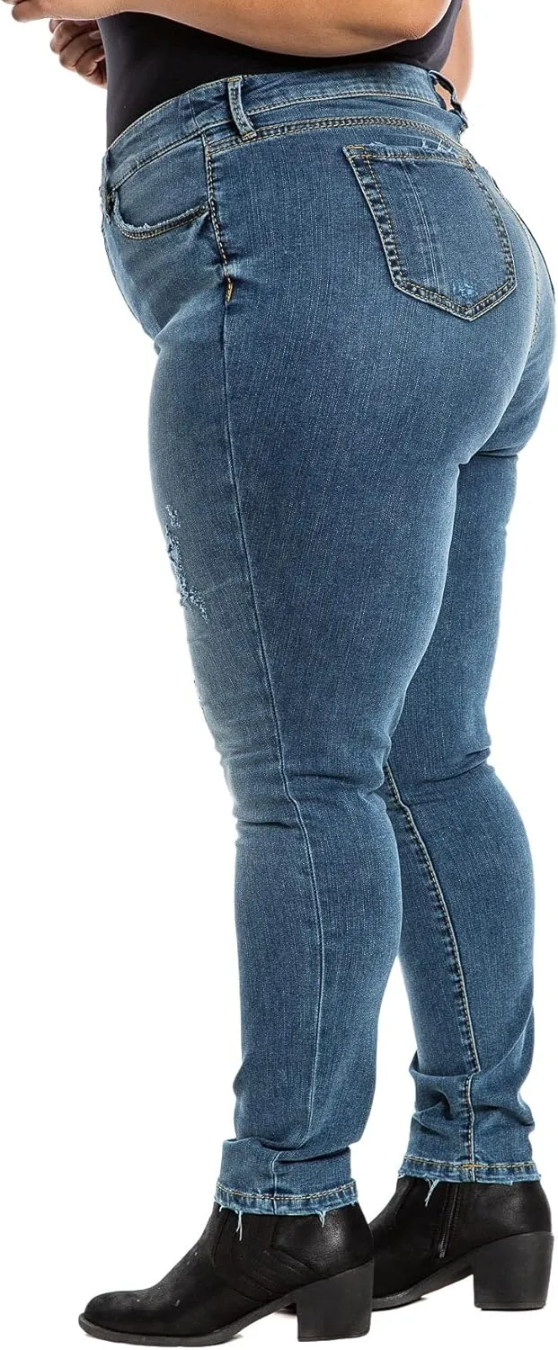 Slink - Premium Women's Plus Size Stretch High Rise Skinny Jeans (Indigo)