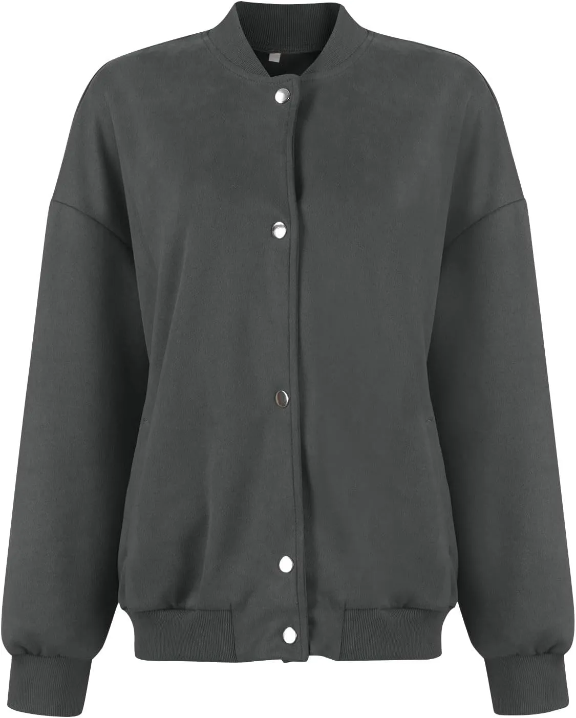 Suede Jacket Women Button Down Bomber Jacket Dressy Casual Varsity Moto Shackets with Pockets Fall Coat Y2k Clothes