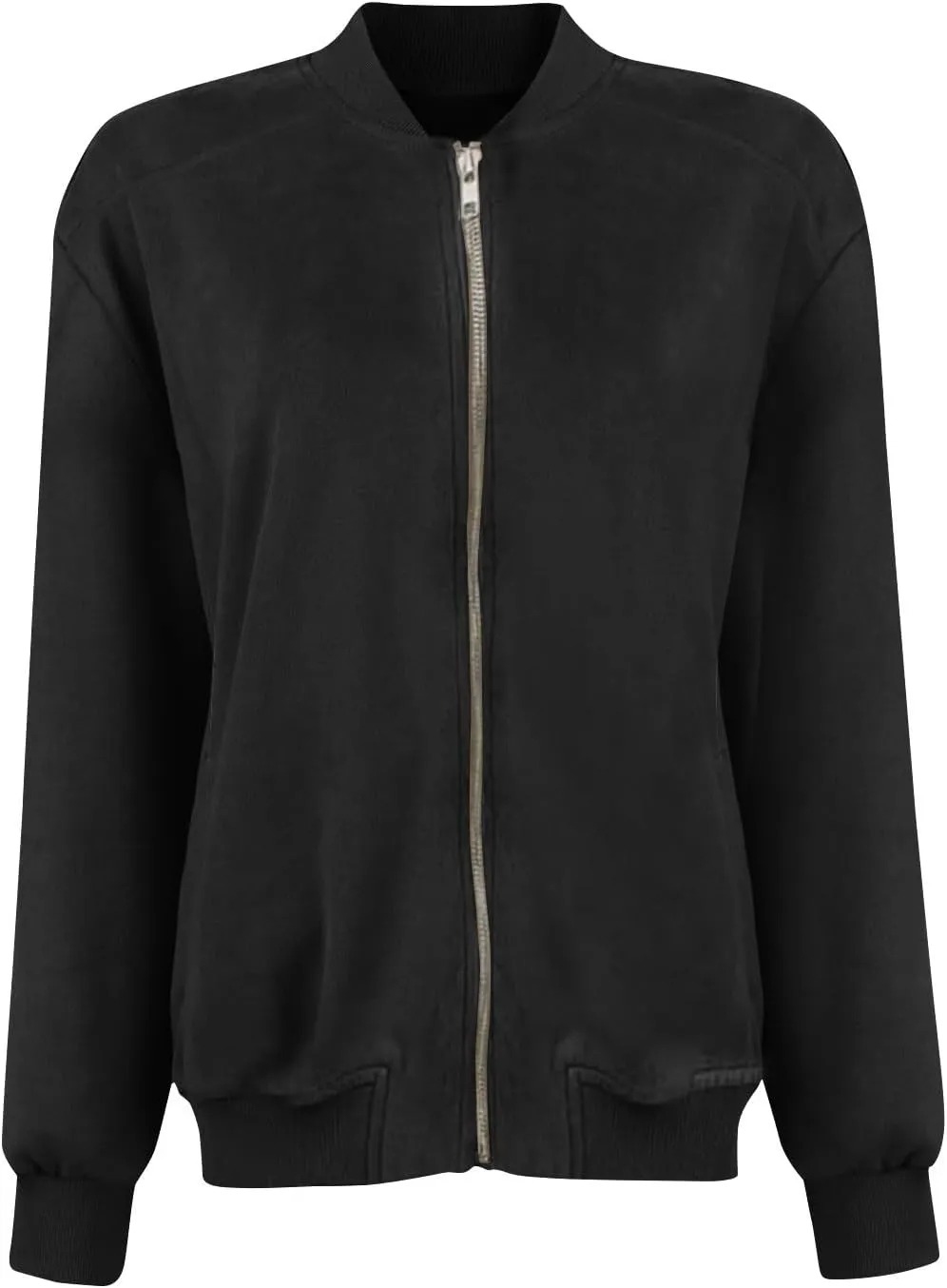 Suede Jacket Women Cropped Zip Up Bomber Jackets Dressy Casual Fall Coat Long Sleeve Biker Moto Jacket Outerwear