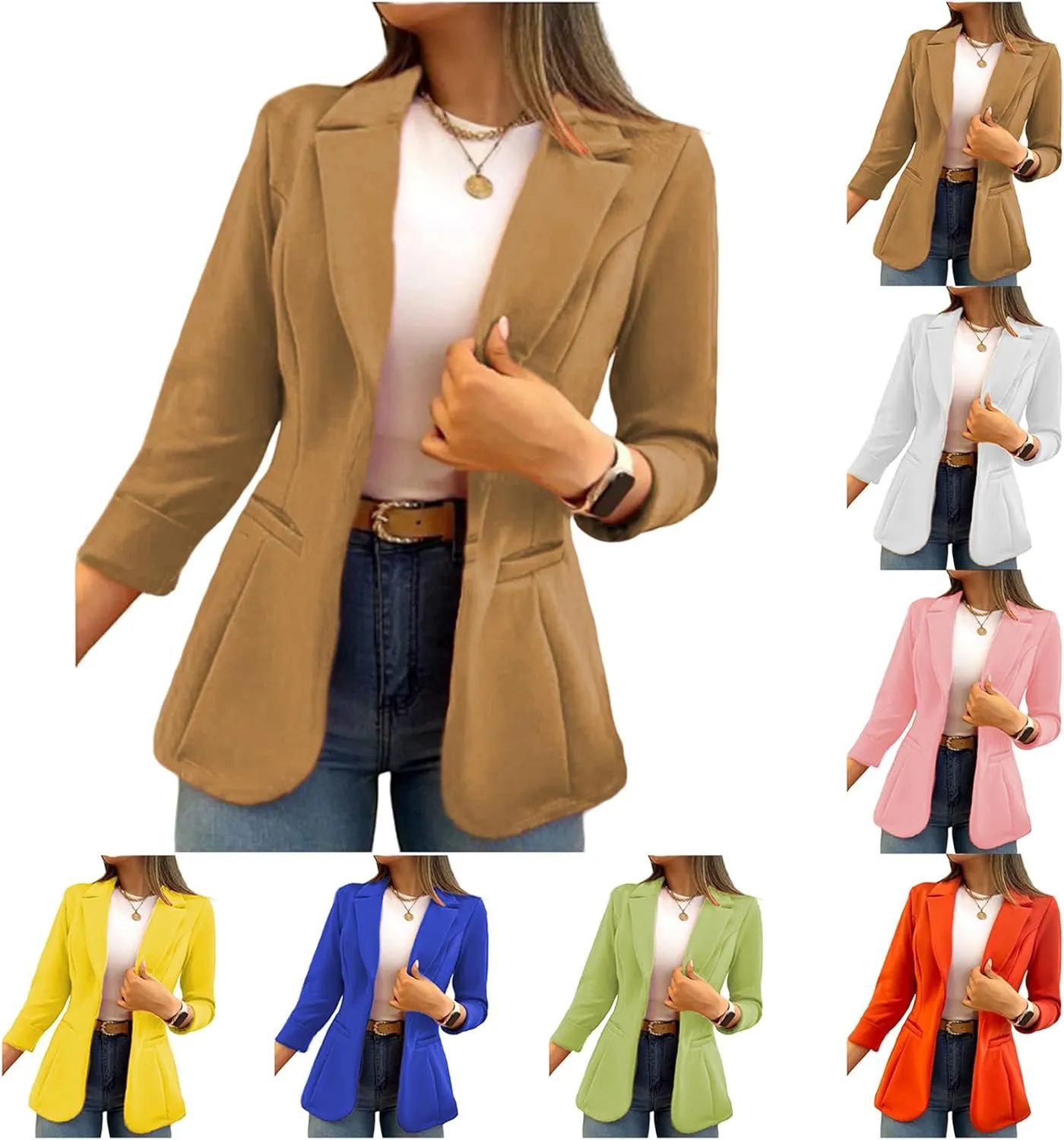 Summer Blazer for Women Work Office Jackets Business Casual Blazer Open Front Long Sleeve Outwear Lapel Fashion Coat
