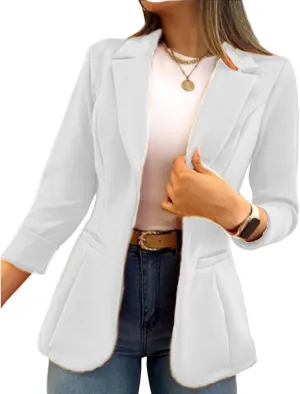 Summer Blazer for Women Work Office Jackets Business Casual Blazer Open Front Long Sleeve Outwear Lapel Fashion Coat