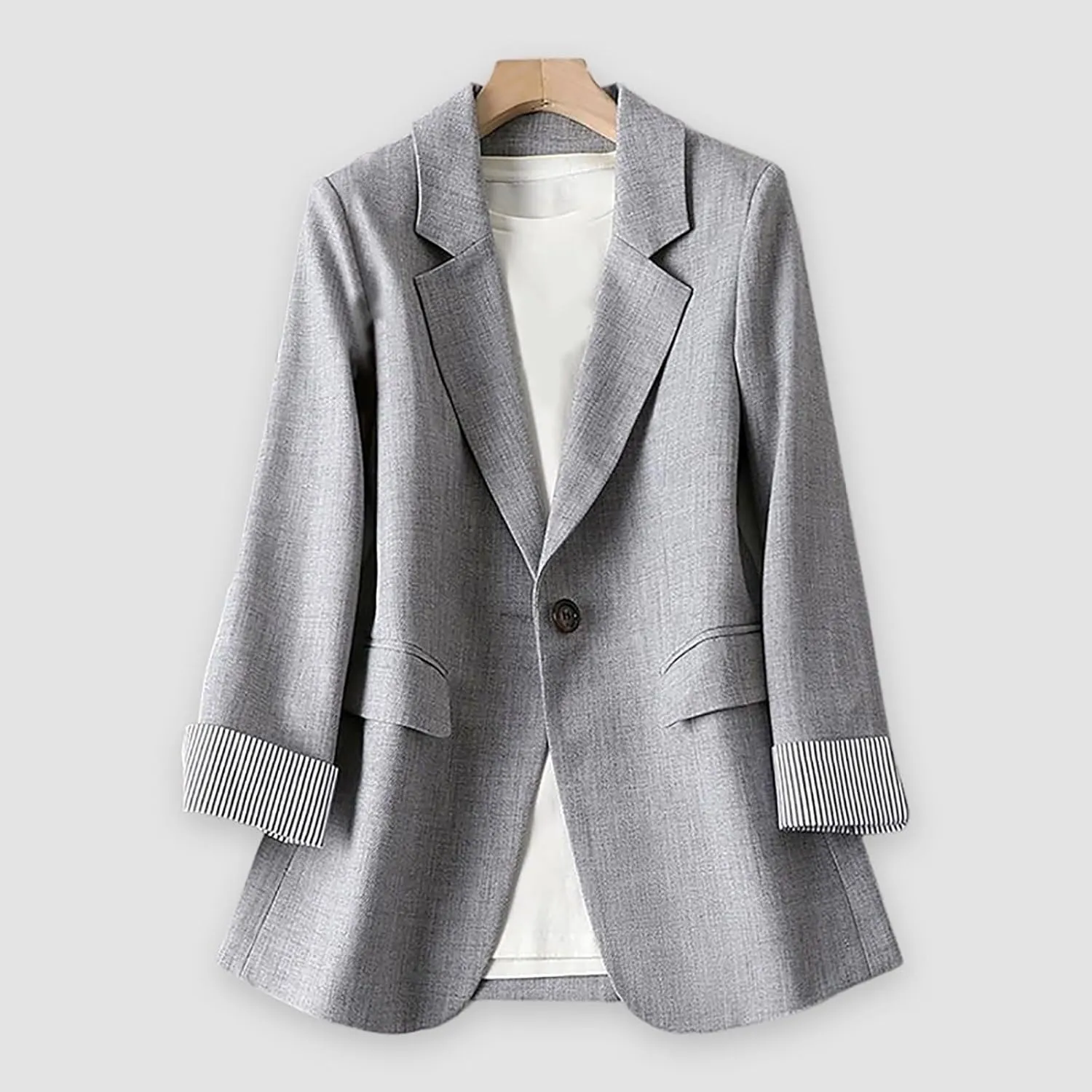 Summer Linen Blazers for Women 2025 Trendy Lightweight Casual One Button Work Jackets Thin Shirts Blazer with Pockets