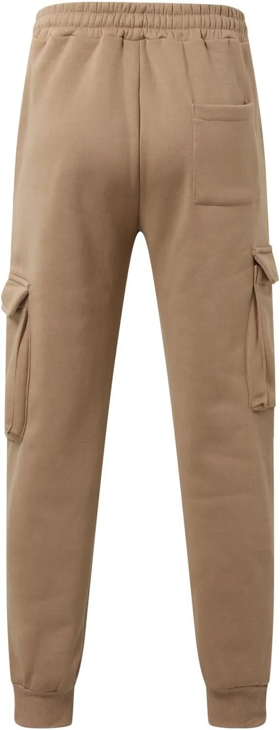 SUWBMHWE Men Cargo Pants Stretch Drawstring Elastic Waist Sweatpants Tall Regular Fit Pants Joggers Trousers with Pockets