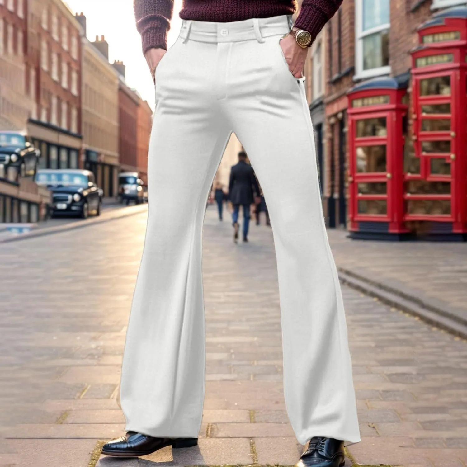 SUWBMHWE Men's Casual Drawstring Pants Regular Fit Elastic Waist Cotton Basic Straight Leg Long Pants