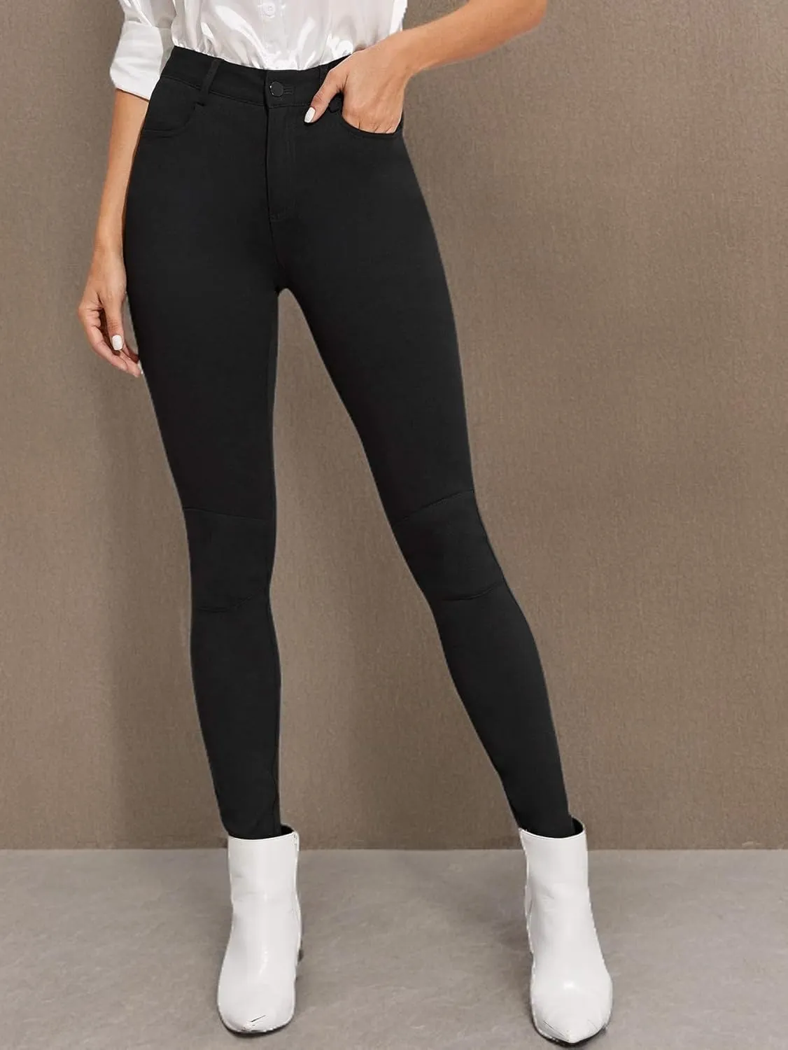 SweatyRocks Women's Casual Button High Rise Skinny Denim Jeans
