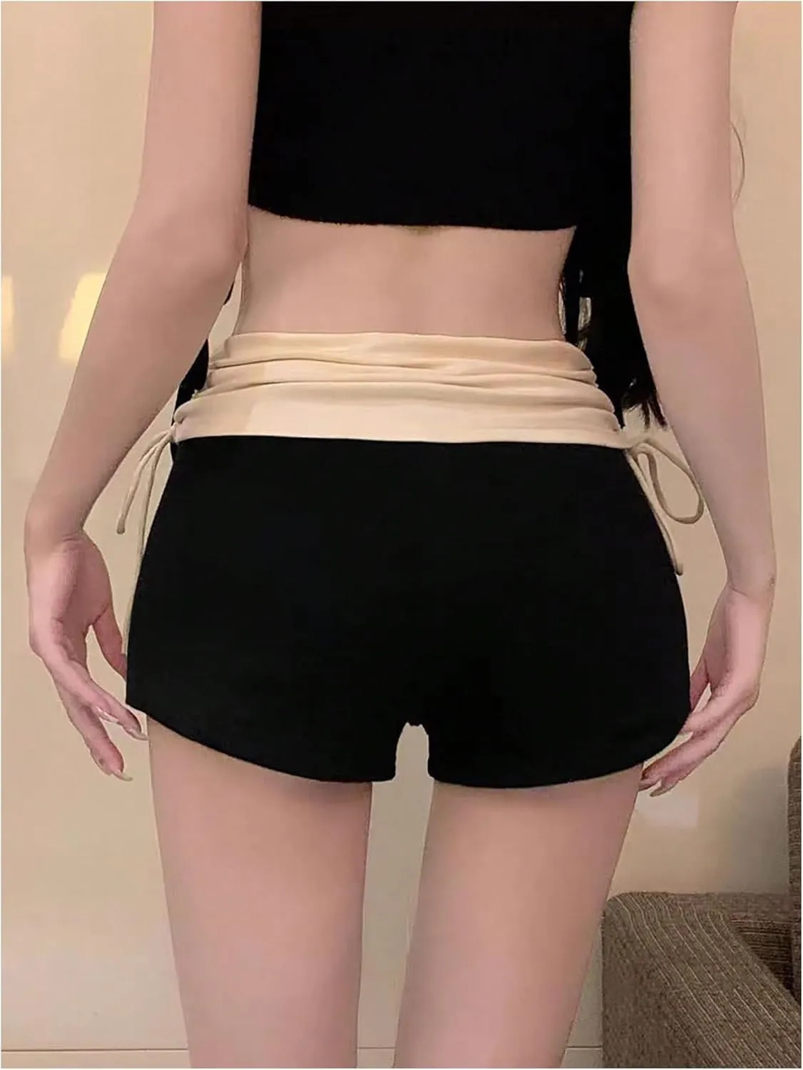 SweatyRocks Women's Color Block Shorts Drawstring Ruched High Waisted Summer Shorts