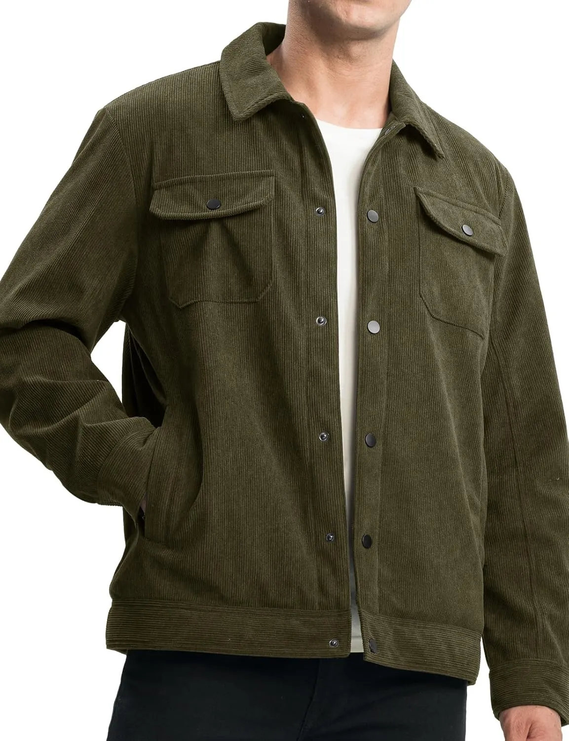 TBMPOY Men's Corduroy Jacket Sherpa Fleece Lined Jackets Warm Winter Trucker Work Casual Hiking Coat with 5 Pockets