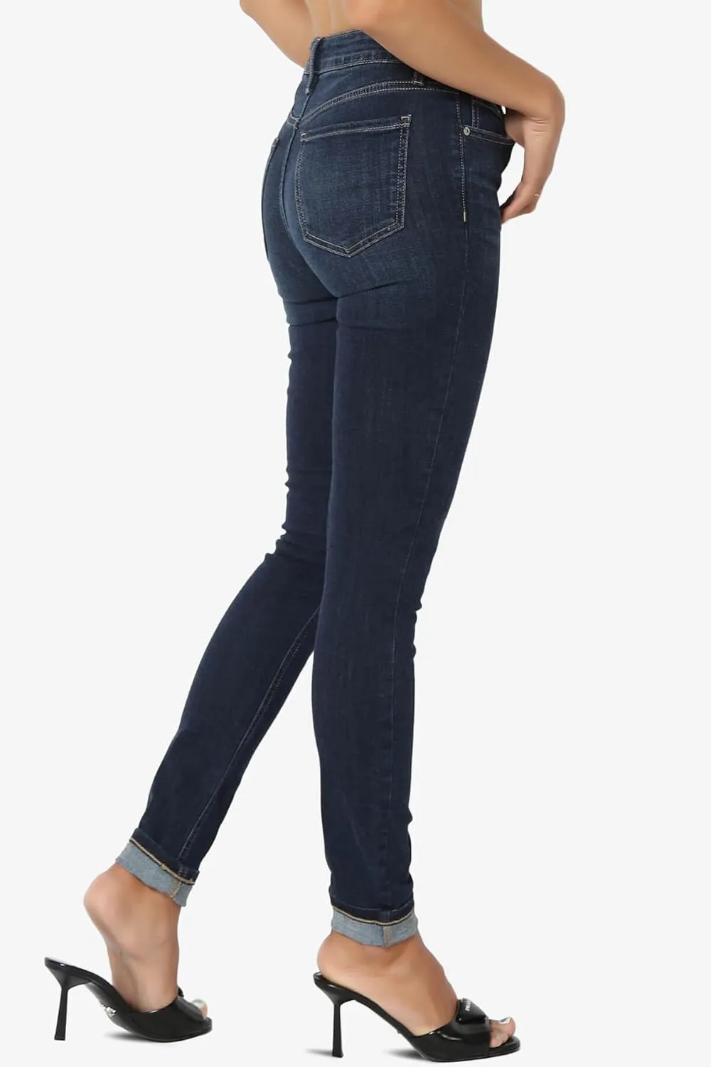 TheMogan Clara Ripped Distressed Destroyed Washed Knee High Rise Skinny Jeans