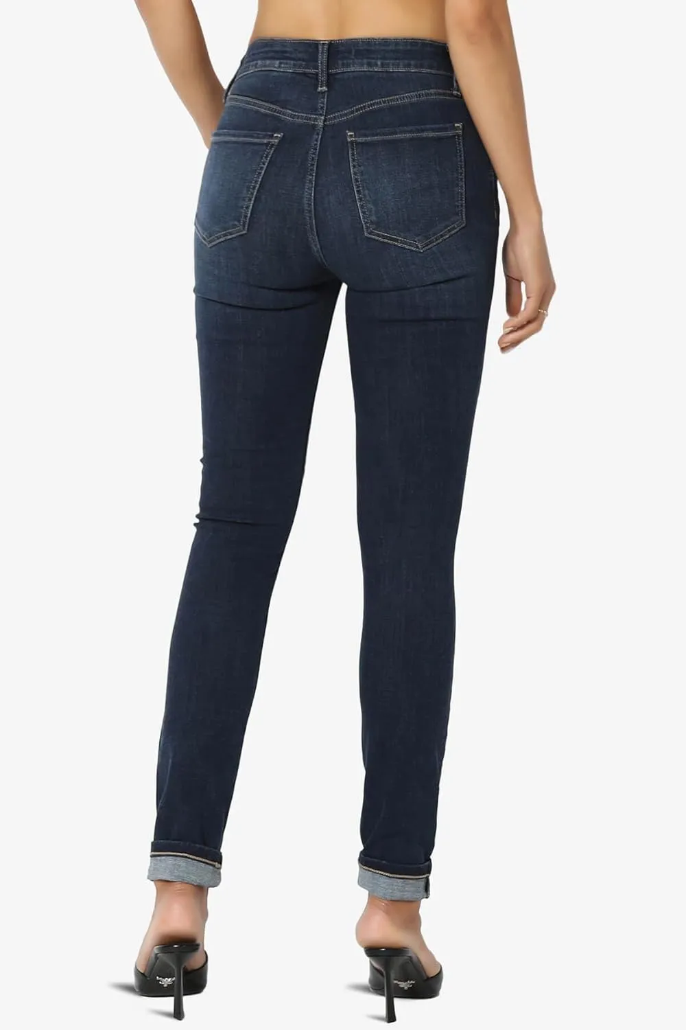 TheMogan Clara Ripped Distressed Destroyed Washed Knee High Rise Skinny Jeans