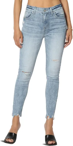 TheMogan Clara Ripped Distressed Destroyed Washed Knee High Rise Skinny Jeans