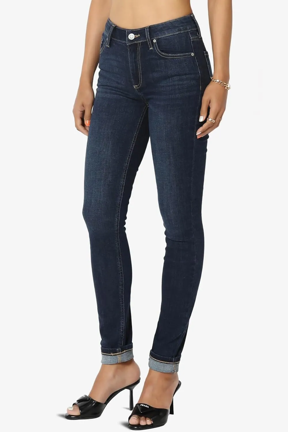 TheMogan Clara Ripped Distressed Destroyed Washed Knee High Rise Skinny Jeans
