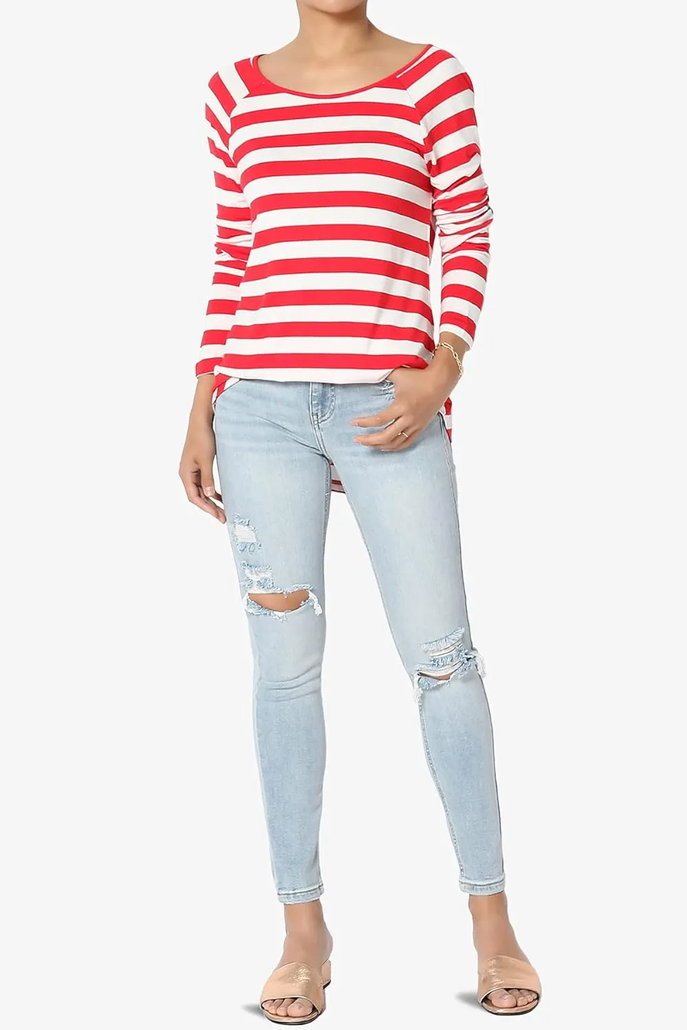 TheMogan Clara Ripped Distressed Destroyed Washed Knee High Rise Skinny Jeans